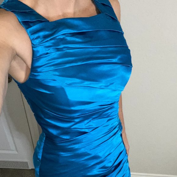 Aqua blue satin dress - Picture 5 of 12
